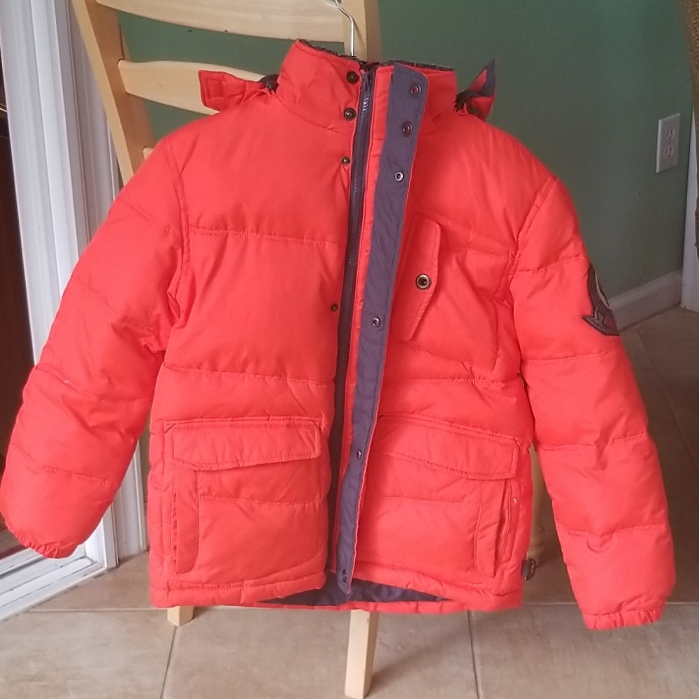 HAWKE & CO orange down coat 10/12 - Picture 14 of 15